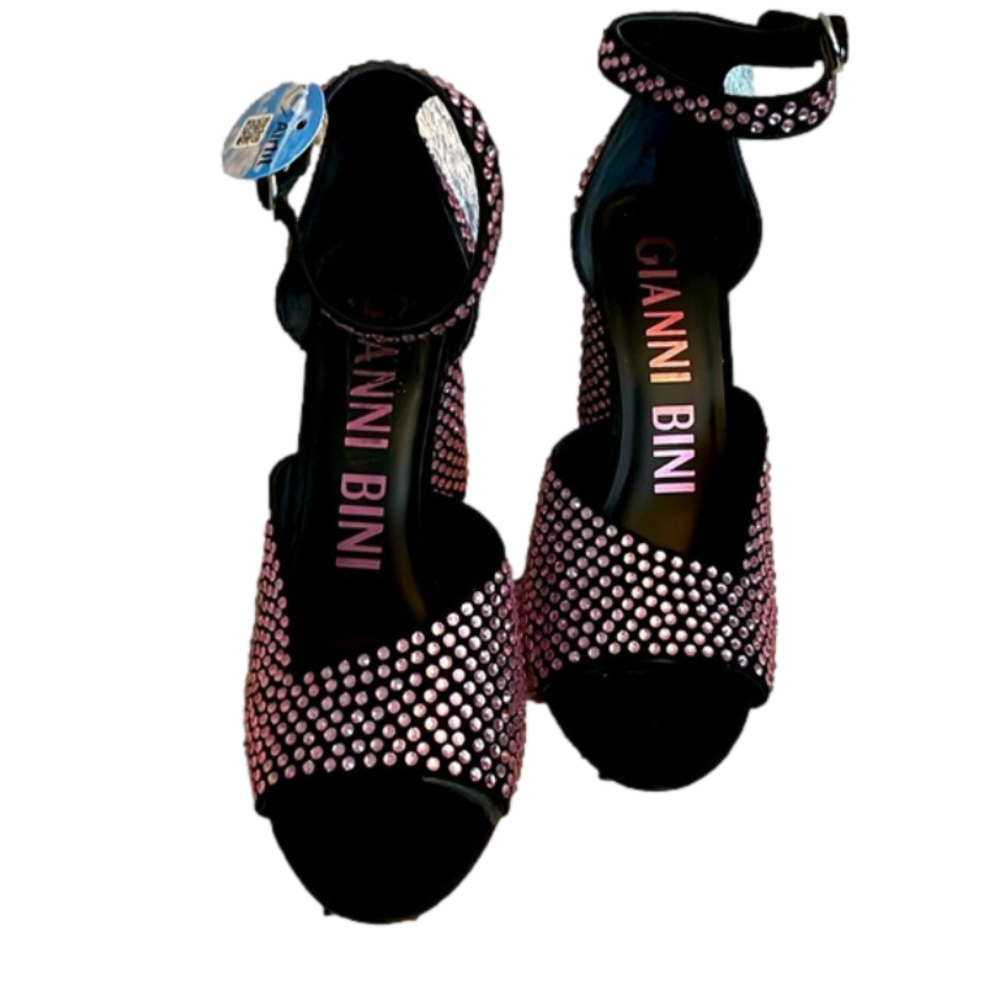 NWT AND BOX GIANNI BINI SOSSY RHINESTONE HEELS PINK SIZE 8